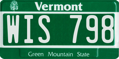 VT license plate WIS798