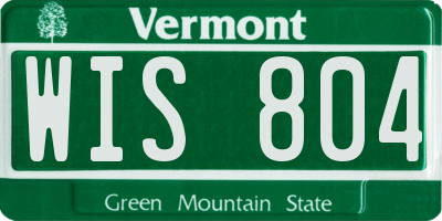VT license plate WIS804