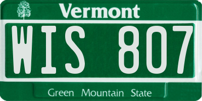 VT license plate WIS807