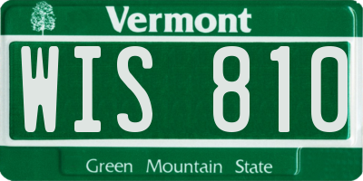 VT license plate WIS810