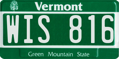 VT license plate WIS816