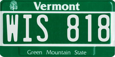 VT license plate WIS818