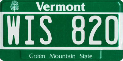 VT license plate WIS820
