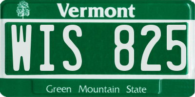 VT license plate WIS825