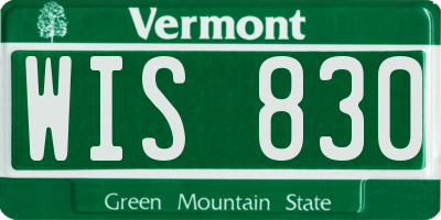 VT license plate WIS830