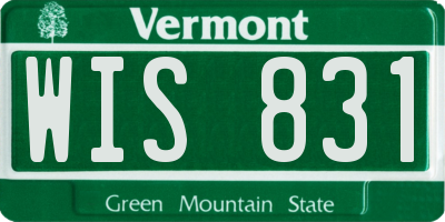VT license plate WIS831
