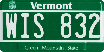 VT license plate WIS832
