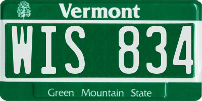 VT license plate WIS834