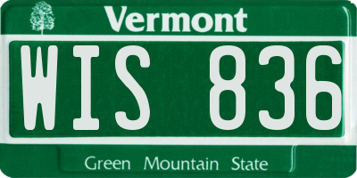 VT license plate WIS836