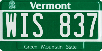 VT license plate WIS837
