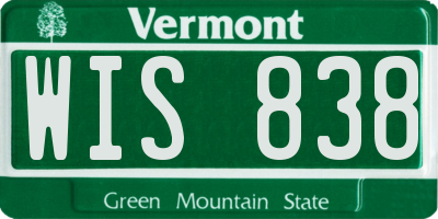 VT license plate WIS838