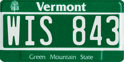 VT license plate WIS843