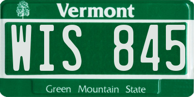 VT license plate WIS845
