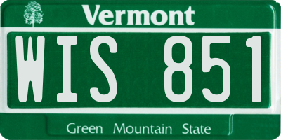 VT license plate WIS851