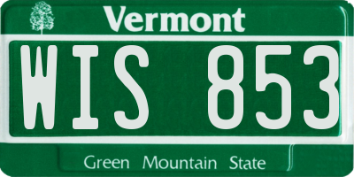 VT license plate WIS853