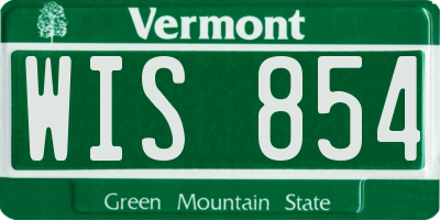 VT license plate WIS854