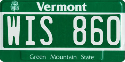 VT license plate WIS860
