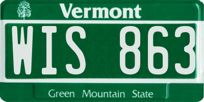 VT license plate WIS863