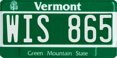 VT license plate WIS865