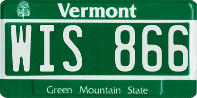 VT license plate WIS866
