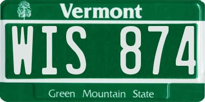 VT license plate WIS874