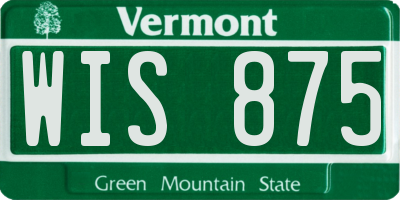 VT license plate WIS875