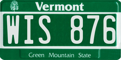 VT license plate WIS876