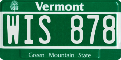 VT license plate WIS878