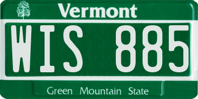 VT license plate WIS885