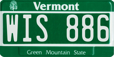 VT license plate WIS886