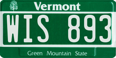 VT license plate WIS893