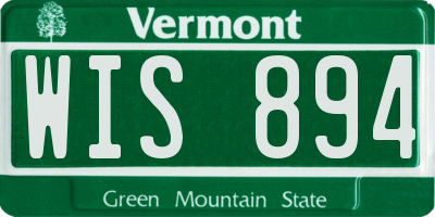VT license plate WIS894