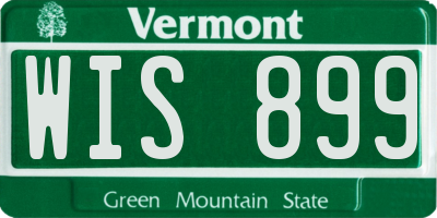 VT license plate WIS899