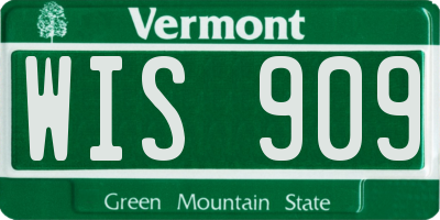 VT license plate WIS909