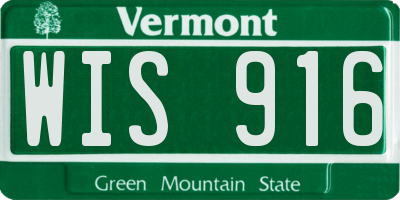 VT license plate WIS916