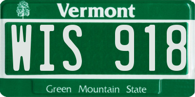 VT license plate WIS918