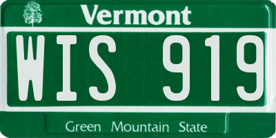 VT license plate WIS919