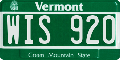 VT license plate WIS920