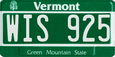 VT license plate WIS925