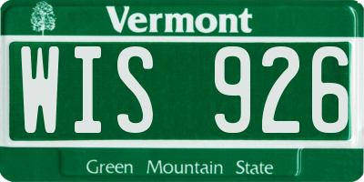 VT license plate WIS926