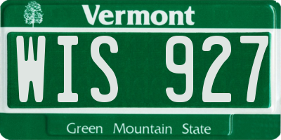VT license plate WIS927