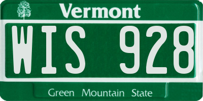 VT license plate WIS928