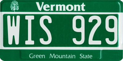 VT license plate WIS929