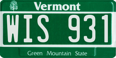 VT license plate WIS931