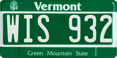 VT license plate WIS932