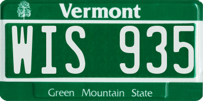 VT license plate WIS935