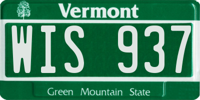 VT license plate WIS937