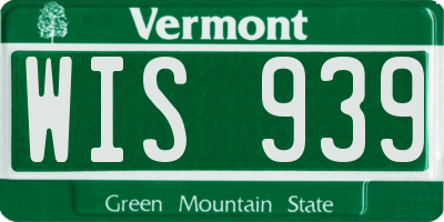 VT license plate WIS939