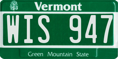 VT license plate WIS947