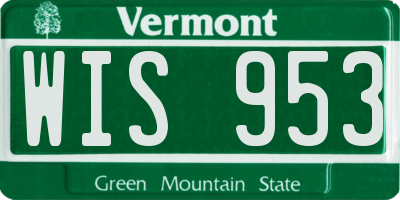 VT license plate WIS953